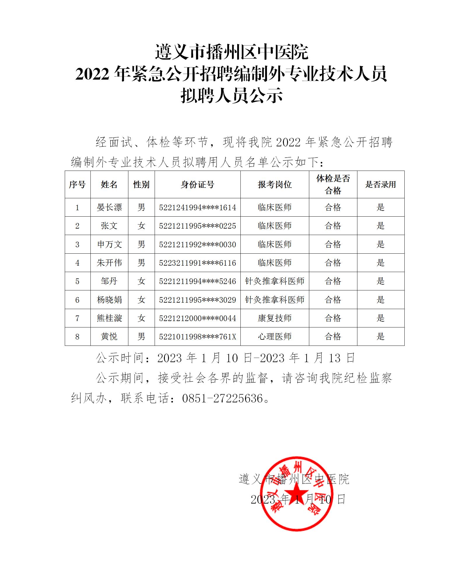 遵义市播州区中医院2022年紧急公开编制外专业技术人员拟聘人员公示_01.jpg